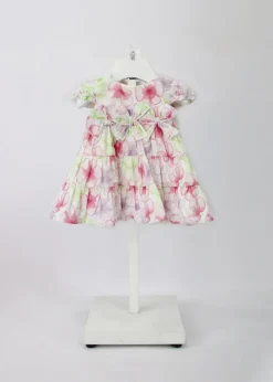Minibanda Abito Multicolor Floreale con Fiocchi per Neonate