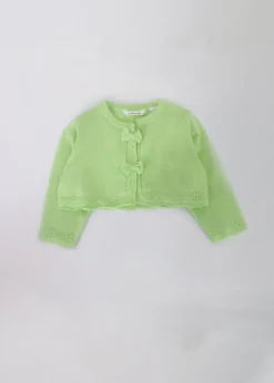 Minibanda Cardigan Verde con Fiocchi per Neonate