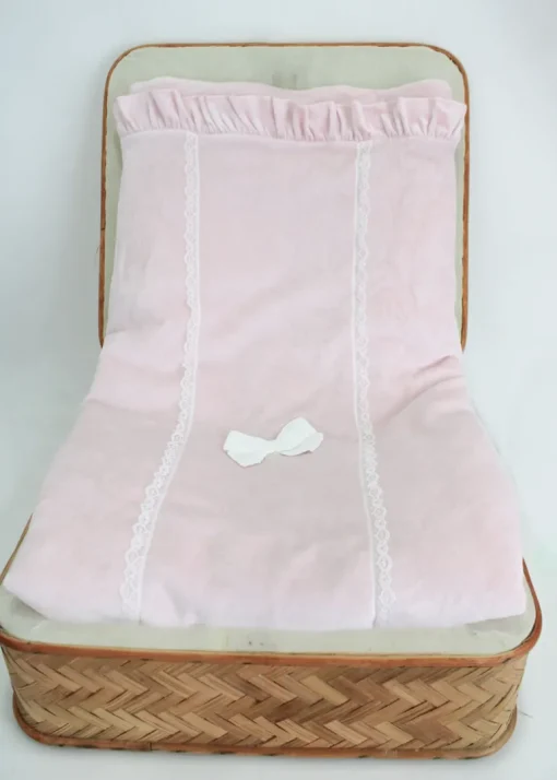 Minibanda Coperta Rosa con Fiocco e Ruches per Neonate