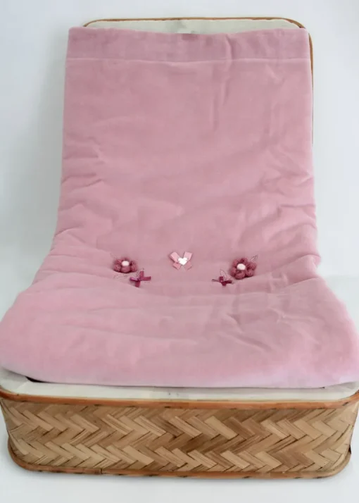 Minibanda Coperta Rosa con Ricamo Fior per Neonate