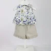 Minibanda Top Floreale con Shorts Beige per Neonate