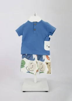 Minibanda T-shirt Avion con Shorts Multicolor per Neonati