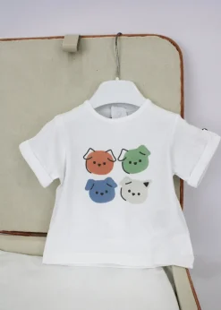 Minibanda T-shirt Bianca con Stampa per Neonati