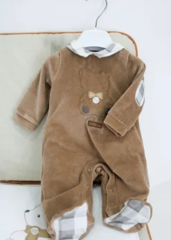 Minibanda Tutina Beige con Ricamo per Neonati
