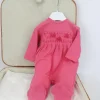 Minibanda Tutina Fucsia con Ricamo e Fiori per Neonate