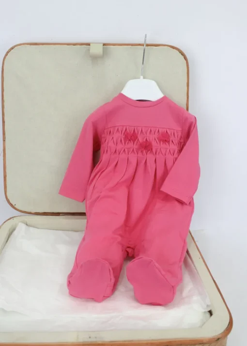 Minibanda Tutina Fucsia con Ricamo e Fiori per Neonate
