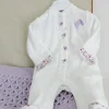 Minibanda Tutina Panna/Lilla con Decori per Neonate