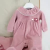 Minibanda Tutina Rosa con Ricamo Fiori per Neonate