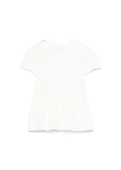 Moschino Kids Abito Bianco con Stampa e Ruches per Neonate