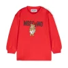 Moschino Kids Abito Lunghe Maniche Rosso con Stampa per Neonate
