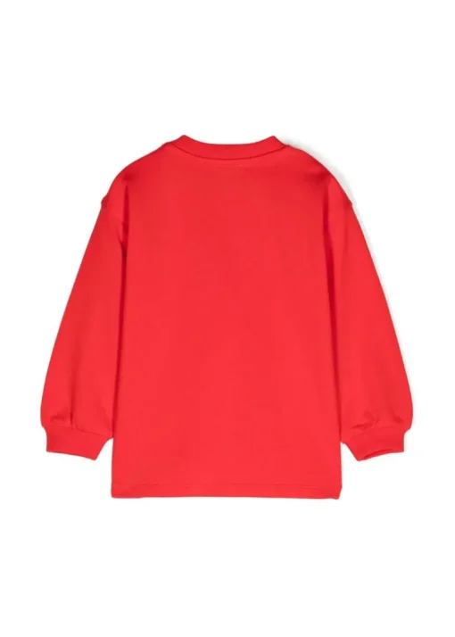 Moschino Kids Abito Lunghe Maniche Rosso con Stampa per Neonate