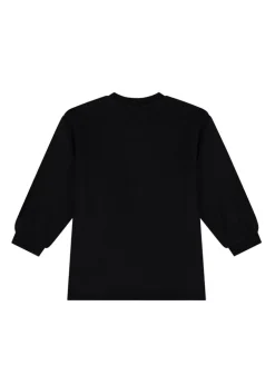 Moschino Kids Abito Lunghe Maniche Nero con Stampa per Neonate