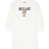 Moschino Kids Abito Panna con Stampa Logo per Bambine