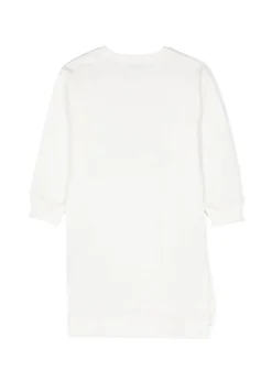 Moschino Kids Abito Panna con Stampa Logo per Bambine
