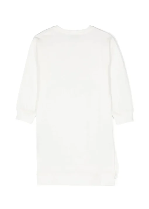 Moschino Kids Abito Panna con Stampa Logo per Bambine