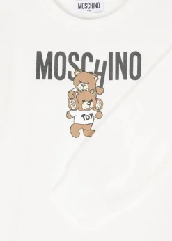 Moschino Kids Abito Panna con Stampa Logo per Bambine