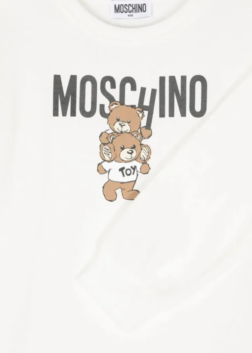 Moschino Kids Abito Panna con Stampa Logo per Bambine