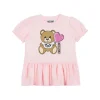Moschino Kids Abito Rosa con Stampa e Ruches per Neonate