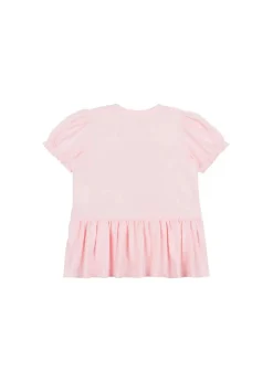 Moschino Kids Abito Rosa con Stampa e Ruches per Neonate