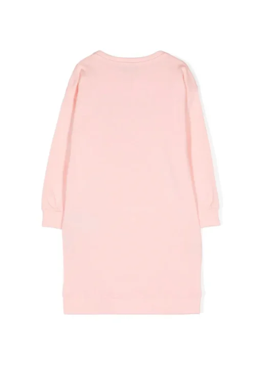 Moschino Kids Abito Rosa Chiaro con Stampa Logo per Bambine