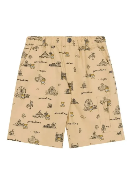 Moschino Kids Bermuda Beige con Stampa per Bambini