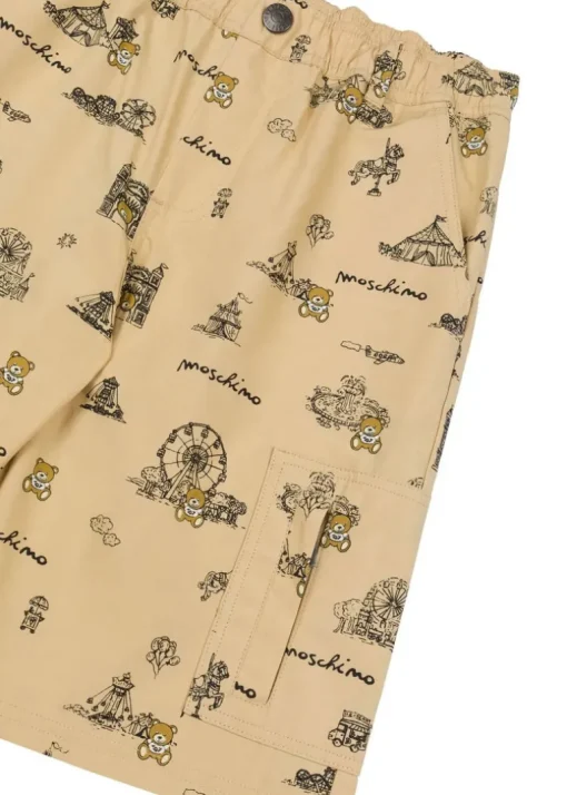 Moschino Kids Bermuda Beige con Stampa per Bambini