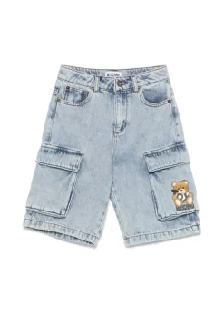 Moschino Kids Bermuda Denim con Stampa Toy per Bambini