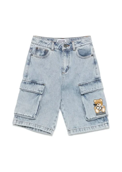 Moschino Kids Bermuda Denim con Stampa Toy per Bambini