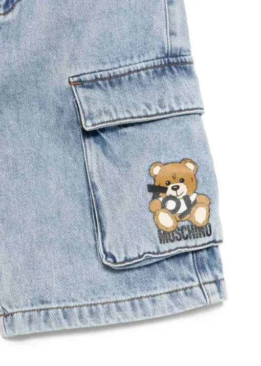 Moschino Kids Bermuda Denim con Stampa Toy per Bambini