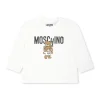 Moschino Kids Blusa Panna con Stampa Logo Teddy Bear per Neonati