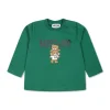 Moschino Kids Blusa Verde con Stampa Logo Teddy Bear per Neonati