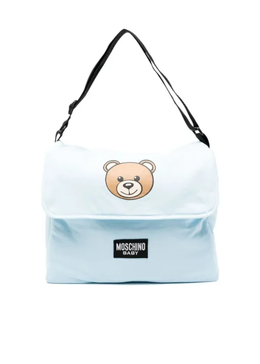 Moschino Kids Borsa Mamma Teddy Bear Celeste con Fasciatoio