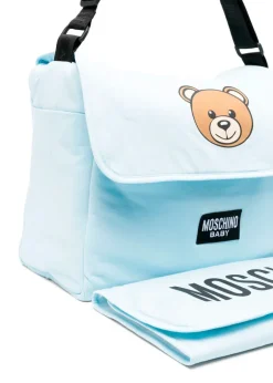 Moschino Kids Borsa Mamma Teddy Bear Celeste con Fasciatoio