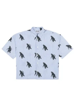 Moschino Kids Camicia a Righe con Stampa Monkey per Bambini