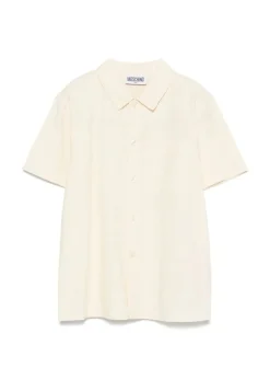 Moschino Kids Camicia Crema con Logo All-over per Bambini