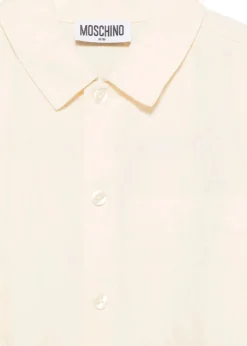 Moschino Kids Camicia Crema con Logo All-over per Bambini