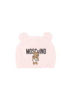 Moschino Kids Cappellino Rosa con Stampa Logo Teddy Bear per Neonate