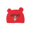 Moschino Kids Cappellino Rosso con Stampa Logo Teddy Bear per Neonati