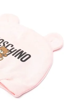Moschino Kids Cappellino Rosa con Stampa Logo Teddy Bear per Neonate