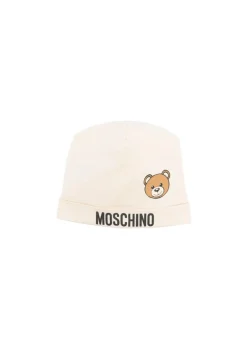 Moschino Kids Cappello Beige con Logo Teddy Bear per Neonati