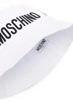 Moschino Kids Cappello Bucket Bianco con Stampa Logo