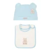 Moschino Kids Cappello con Bavetta Celeste con Toy per Neonati