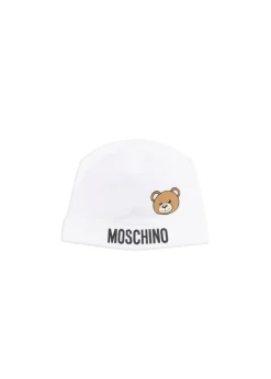 Moschino Kids Cappello Panna con Logo Teddy Bear per Neonati