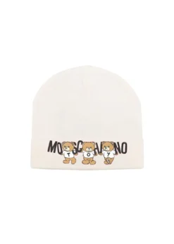 Moschino Kids Cappello Panna con Teddy Bear