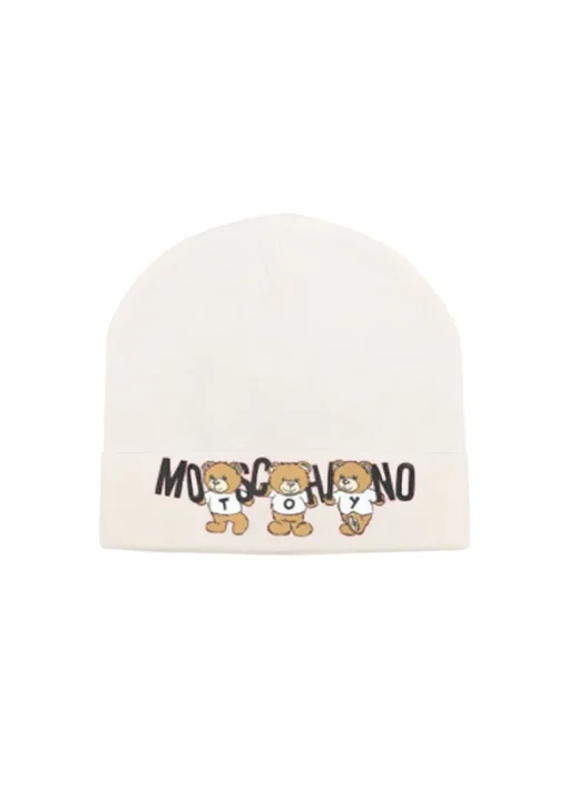 Moschino Kids Cappello Panna con Teddy Bear