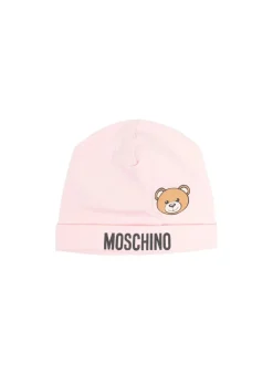 Moschino Kids Cappello Rosa con Logo Teddy Bear per Neonate