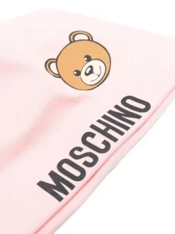 Moschino Kids Cappello Rosa con Logo Teddy Bear per Neonate