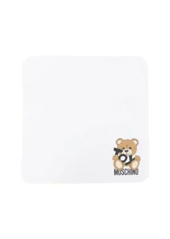Moschino Kids Coperta Bianca con Stampa Toy per Neonati