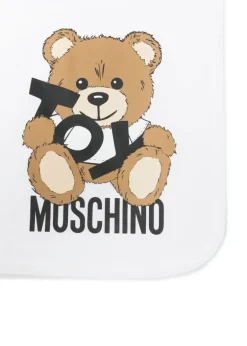 Moschino Kids Coperta Bianca con Stampa Toy per Neonati