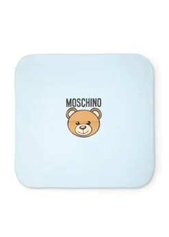 Moschino Kids Coperta Celeste con Teddy Bear per Neonati
